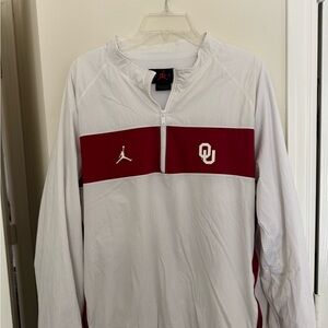 Jordan White and Red Quarter-Zip Pullover